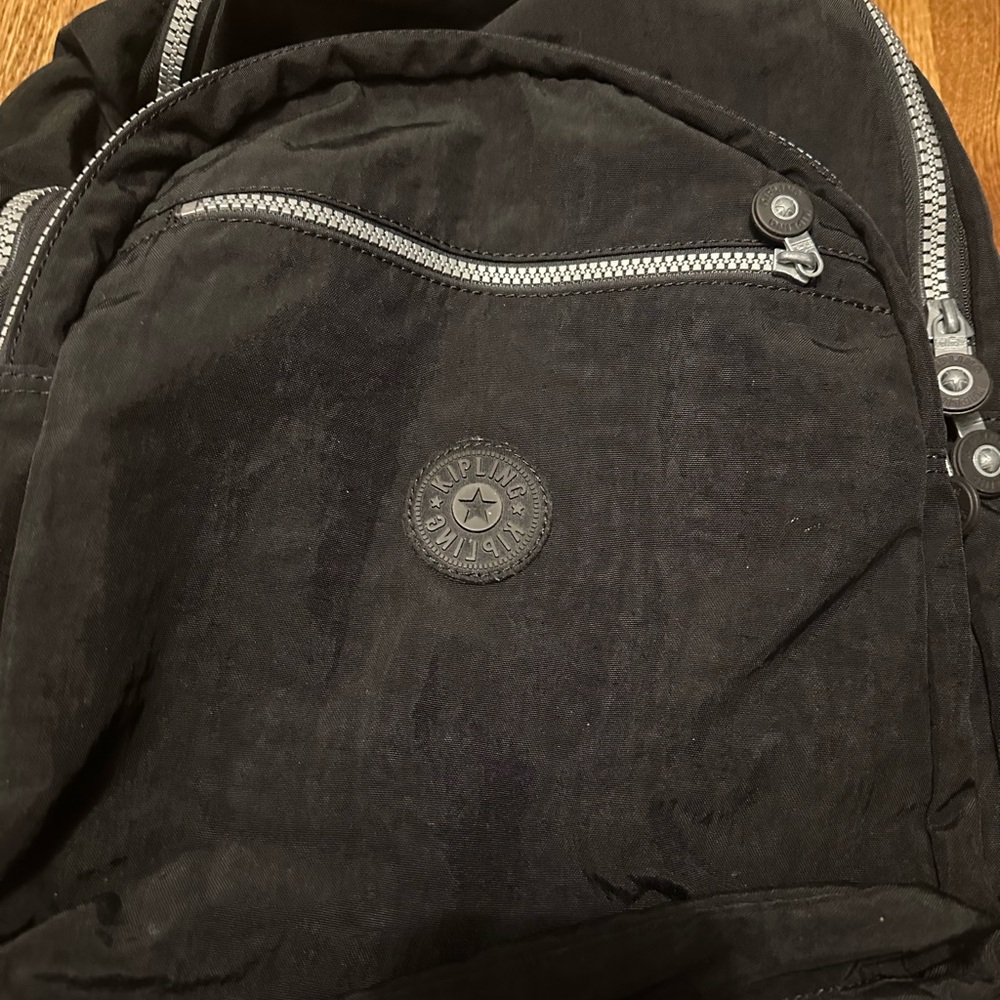 Kipling Black Backpack with Silver Accents